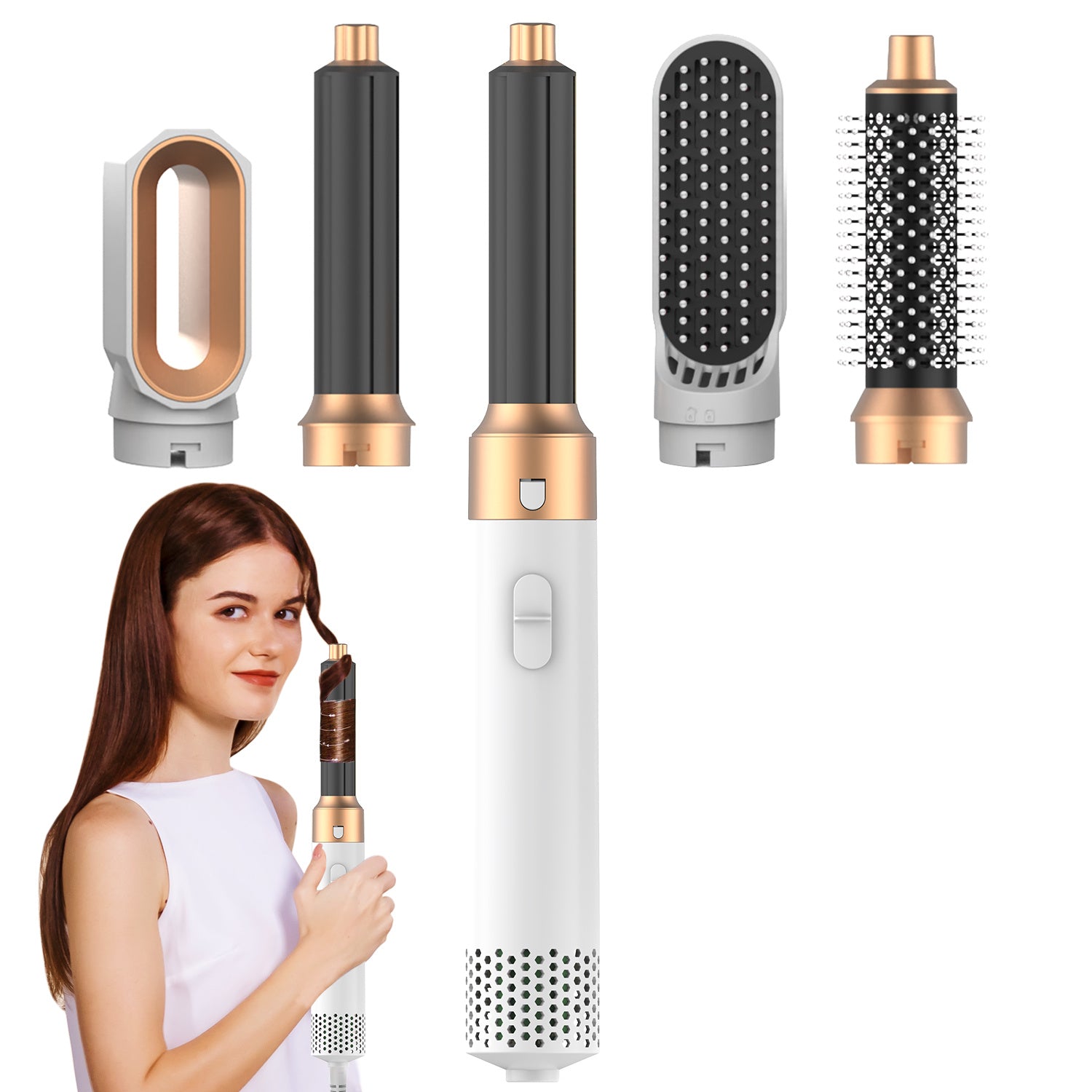 5 In 1 Blow Dryer Brush For Drying Straightening Curling Volumizing Multi Hair Style